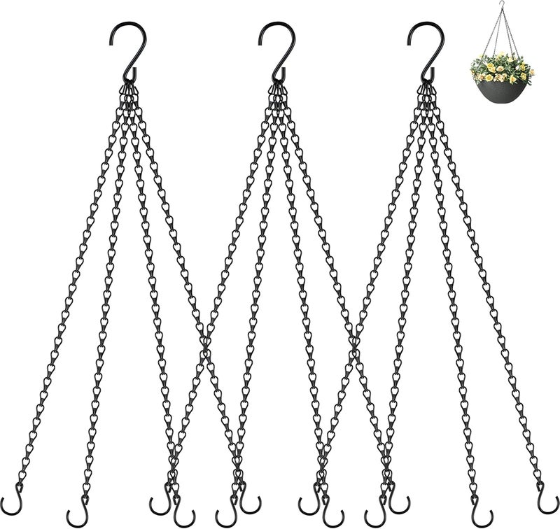 garini 3 Pack, 23 Inch Hanging Baskets Chain, Hanging Chains with Hooks Flower Pot Chain Replacement Plant Hangers for Planters, Bird Feeders and Lanterns(Black)… - Image 1